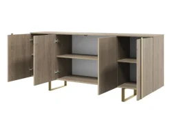 Bogart Komody*VERICA KOMODA 200 4D - dąb biszkoptowy / złote nogi