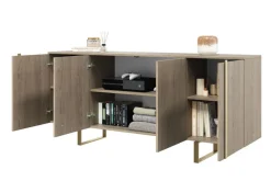 Bogart Komody*VERICA KOMODA 200 4D - dąb biszkoptowy / złote nogi