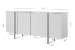 Bogart Komody*VERICA KOMODA 200 4D - dąb biszkoptowy / złote nogi