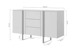 Bogart Komody*VERICA KOMODA 150 2D3SZ - dąb biszkoptowy / czarne nogi