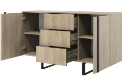 Bogart Komody*VERICA KOMODA 150 2D3SZ - dąb biszkoptowy / czarne nogi