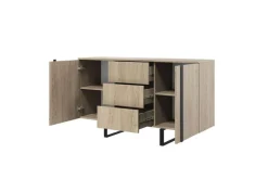 Bogart Komody*VERICA KOMODA 150 2D3SZ - dąb biszkoptowy / czarne nogi