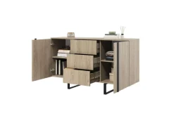 Bogart Komody*VERICA KOMODA 150 2D3SZ - dąb biszkoptowy / czarne nogi