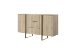 Bogart Komody*VERICA KOMODA 150 2D3SZ - dąb biszkoptowy / złote nogi