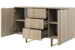 Bogart Komody*VERICA KOMODA 150 2D3SZ - dąb biszkoptowy / złote nogi
