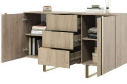 Bogart Komody*VERICA KOMODA 150 2D3SZ - dąb biszkoptowy / złote nogi