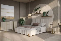 Bogart Komody*VERICA KOMODA 150 2D3SZ - dąb biszkoptowy / złote nogi