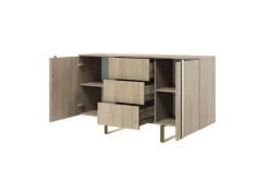 Bogart Komody*VERICA KOMODA 150 2D3SZ - dąb biszkoptowy / złote nogi