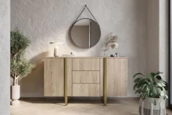 Bogart Komody*VERICA KOMODA 150 2D3SZ - dąb biszkoptowy / złote nogi