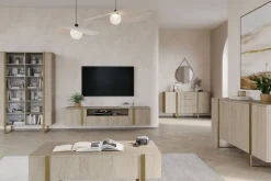 Bogart Witryny*VERICA WITRYNA 120 2D - dąb biszkoptowy / złote nogi