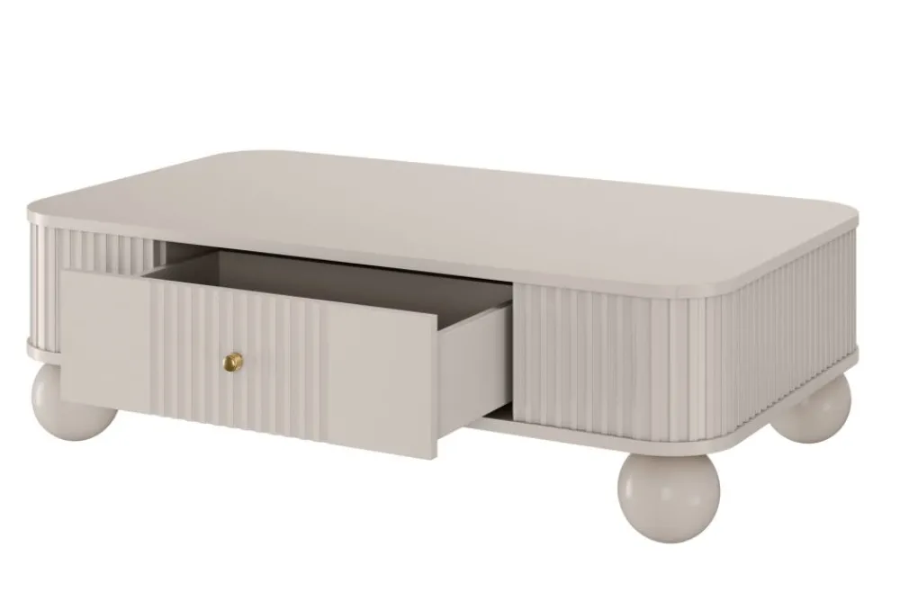 Bogart Stoliki Kawowe I Ławy*VESPER ŁAWA 103 1SZ - cashmere mdf / cashmere / złote uchwyty / nogi kule