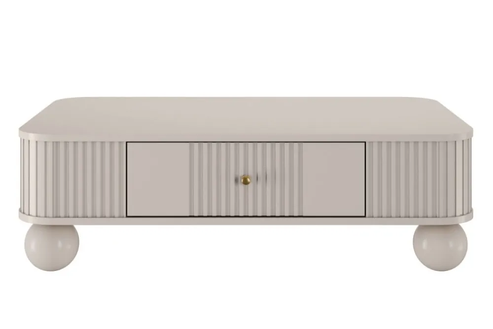 Bogart Stoliki Kawowe I Ławy*VESPER ŁAWA 103 1SZ - cashmere mdf / cashmere / złote uchwyty / nogi kule