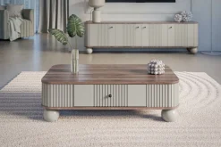 Bogart Stoliki Kawowe I Ławy*VESPER ŁAWA 103 1SZ - cashmere mdf / orzech / czarne uchwyty / nogi kule