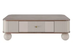 Bogart Stoliki Kawowe I Ławy*VESPER ŁAWA 103 1SZ - cashmere mdf / orzech / złote uchwyty / nogi kule