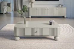 Bogart Stoliki Kawowe I Ławy*VESPER ŁAWA 103 1SZ - cashmere mdf / cashmere / czarne uchwyty / nogi kule