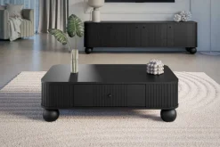 Bogart Stoliki Kawowe I Ławy*VESPER ŁAWA 103 1SZ - czarny mdf / czarny mdf / czarne uchwyty / nogi kule