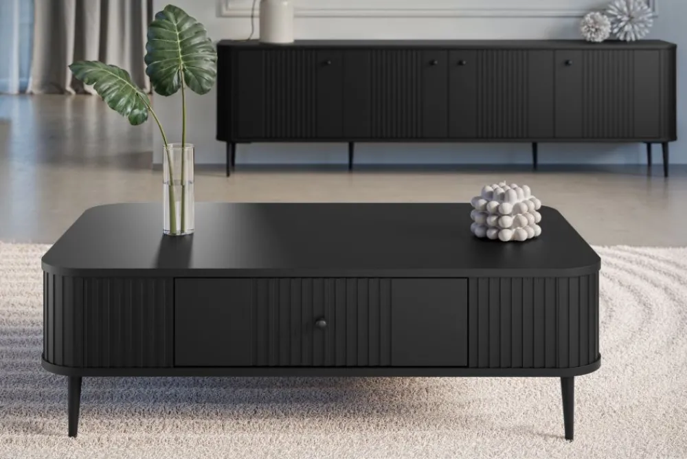 Bogart Stoliki Kawowe I Ławy*VESPER ŁAWA 103 1SZ - czarny mdf / czarny mdf / czarne nogi