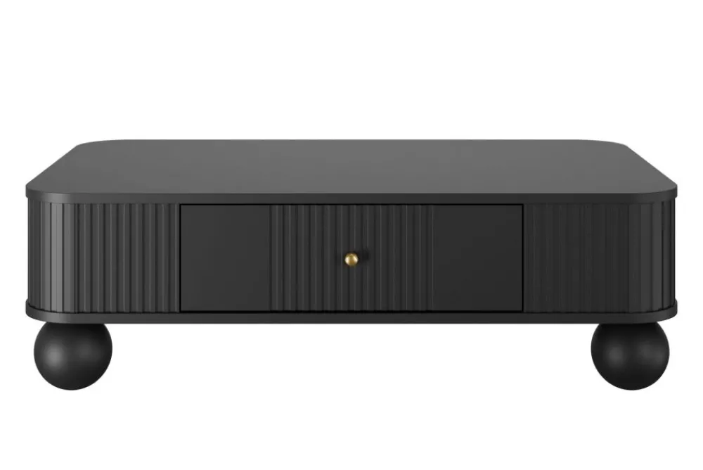 Bogart Stoliki Kawowe I Ławy*VESPER ŁAWA 103 1SZ - czarny mdf / czarny mdf / złote uchwyty / nogi kule