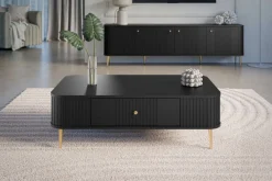 Bogart Stoliki Kawowe I Ławy*VESPER ŁAWA 103 1SZ - czarny mdf / czarny mdf / złote nogi