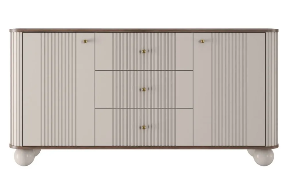 Bogart Komody Do Przedpokoju|Komody Młodzieżowe*VESPER KOMODA 160 2D3SZ - cashmere mdf / orzech / złote uchwyty / nogi kule