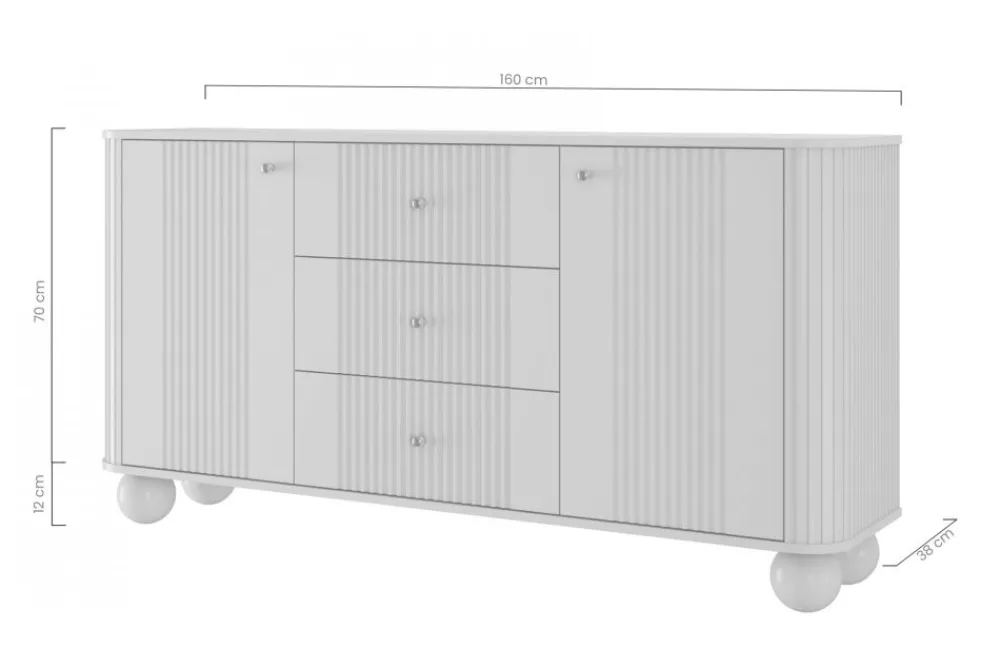 Bogart Komody Do Przedpokoju|Komody Młodzieżowe*VESPER KOMODA 160 2D3SZ - cashmere mdf / orzech / złote uchwyty / nogi kule