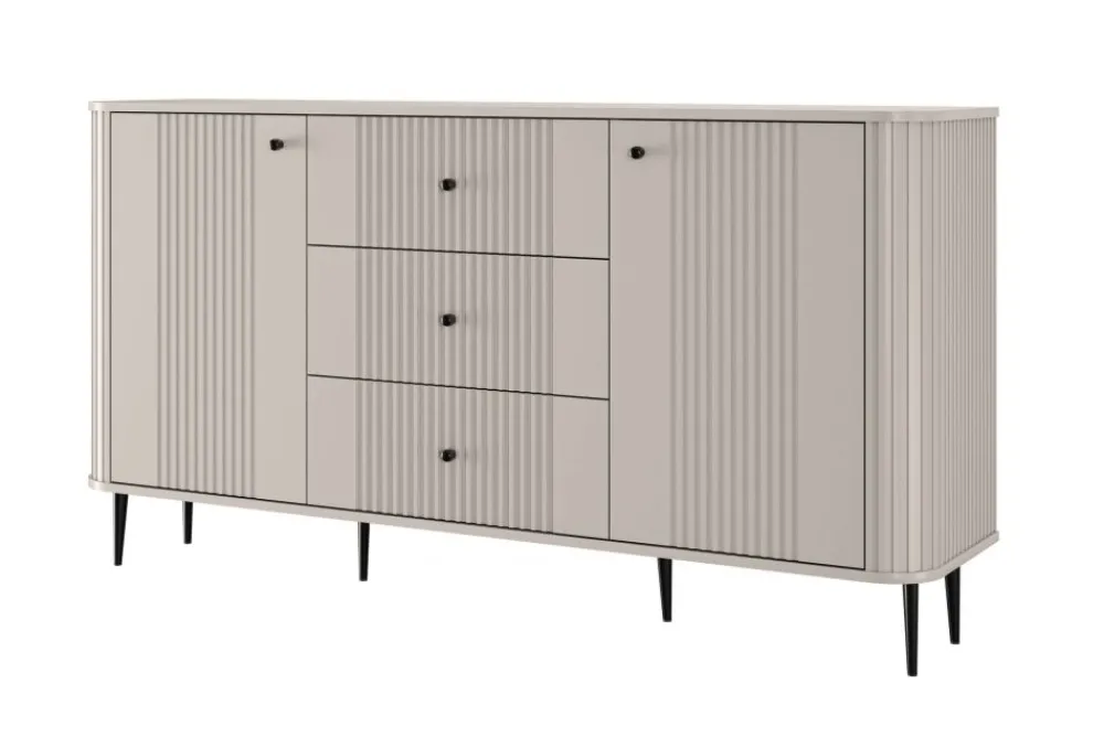 Bogart Komody*VESPER KOMODA 160 2D3SZ - cashmere mdf / cashmere / czarne nogi