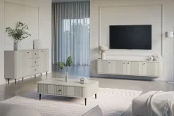 Bogart Komody*VESPER KOMODA 160 2D3SZ - cashmere mdf / cashmere / czarne nogi