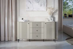 Bogart Komody*VESPER KOMODA 160 2D3SZ - cashmere mdf / cashmere / czarne nogi