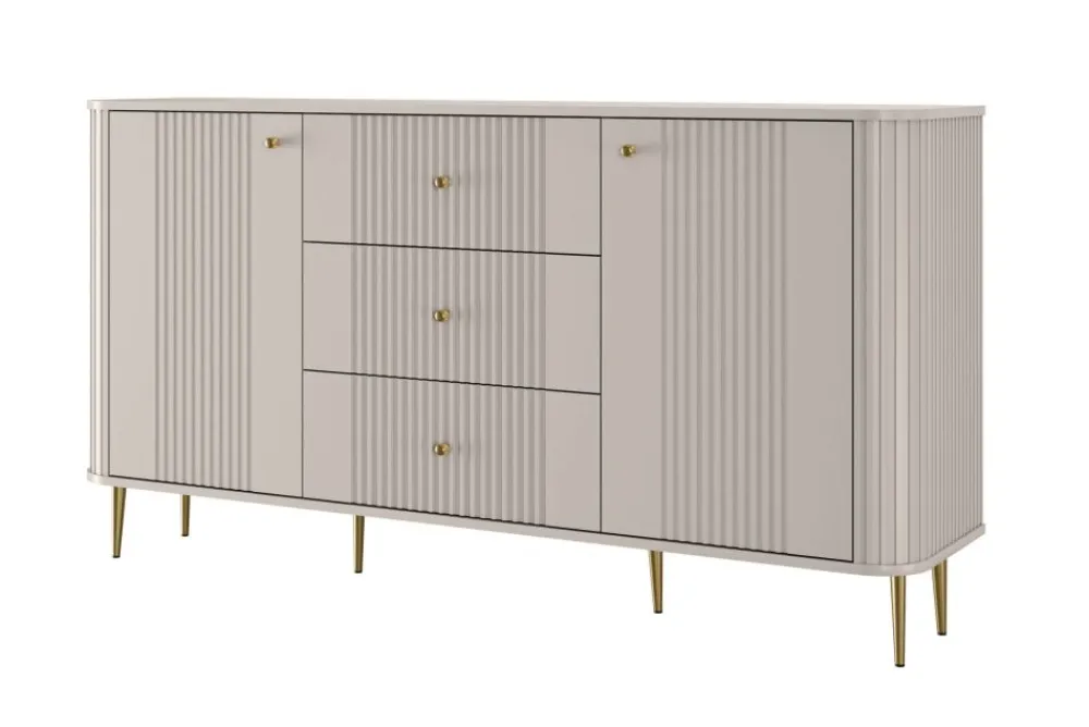 Bogart Komody*VESPER KOMODA 160 2D3SZ - cashmere mdf / cashmere / złote nogi