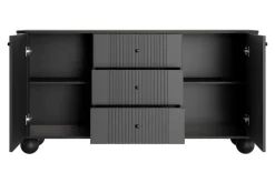 Bogart Komody Do Przedpokoju|Komody Do Sypialni*VESPER KOMODA 160 2D3SZ - czarny mdf / czarny mdf / czarne uchwyty / nogi kule