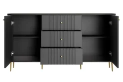 Bogart Komody*VESPER KOMODA 160 2D3SZ - czarny mdf / czarny mdf / złote nogi