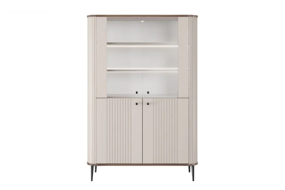 Bogart Szafki I Regały*VESPER WITRYNA 103 2D - cashmere mdf / orzech / czarne nogi