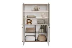 Bogart Szafki I Regały*VESPER WITRYNA 103 2D - cashmere mdf / orzech / czarne nogi