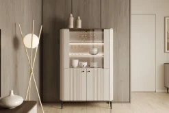 Bogart Szafki I Regały*VESPER WITRYNA 103 2D - cashmere mdf / orzech / czarne nogi