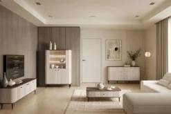 Bogart Szafki I Regały*VESPER WITRYNA 103 2D - cashmere mdf / orzech / czarne nogi