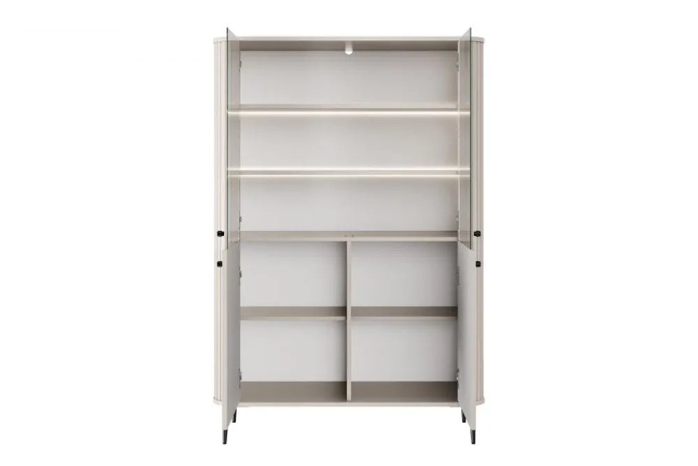 Bogart Szafki I Regały*VESPER WITRYNA 103 2D - cashmere mdf / cashmere / czarne nogi