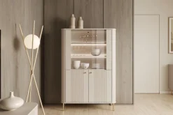 Bogart Szafki I Regały*VESPER WITRYNA 103 2D - cashmere mdf / cashmere / złote nogi