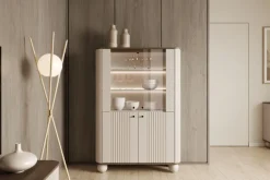 Bogart Szafki I Regały*VESPER WITRYNA 103 2D - cashmere mdf / orzech / czarne uchwyty / nogi kule