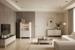 Bogart Szafki I Regały*VESPER WITRYNA 103 2D - cashmere mdf / orzech / czarne uchwyty / nogi kule