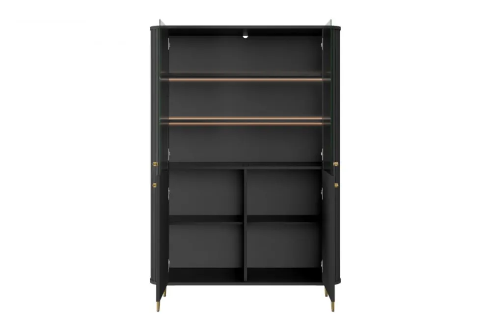Bogart Szafki I Regały*VESPER WITRYNA 103 2D - czarny mdf / czarny mdf / złote nogi