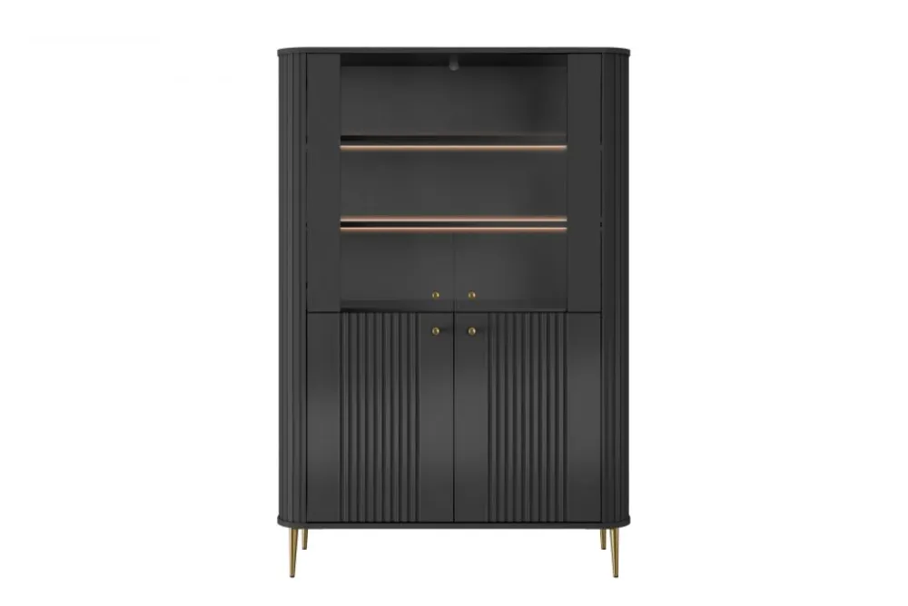 Bogart Szafki I Regały*VESPER WITRYNA 103 2D - czarny mdf / czarny mdf / złote nogi