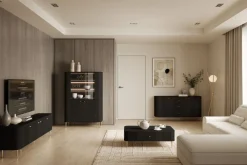 Bogart Szafki I Regały*VESPER WITRYNA 103 2D - czarny mdf / czarny mdf / złote nogi