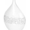 ArteHome Wazony*Wazon biały dekoracyjny w kwietny srebrny motyw 44 cm
