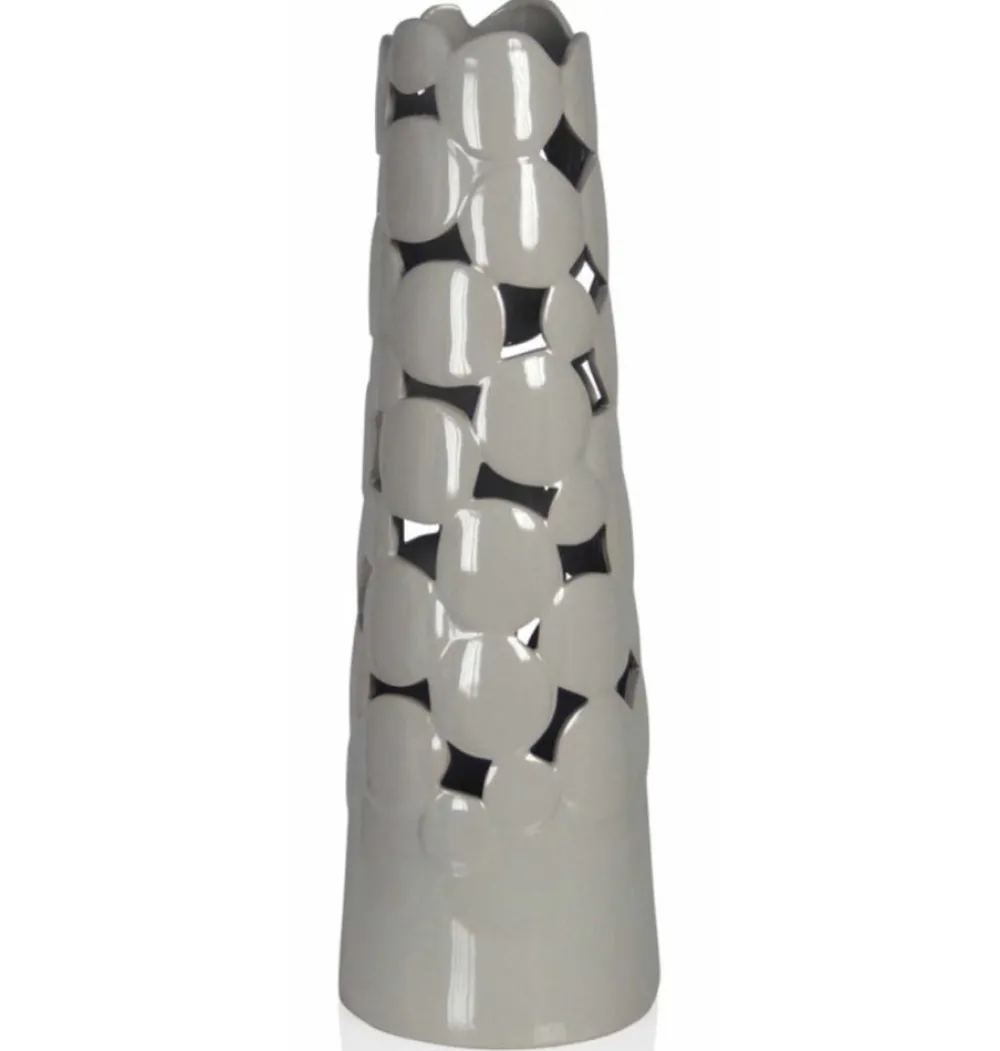 ArteHome Wazony*Wazon w kolorze szarym z ozdobnymi ażurowymi wycięciami 45 cm