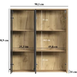 Mebelbos Witryny Do Jadalni|Witryny Do Salonu*Witryna wisząca 90 cm – nowoczesna witryna ze szkłem hartowanym Esteban