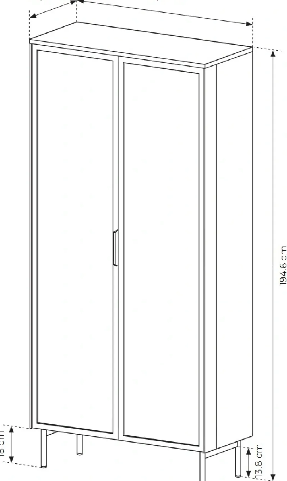 Laski Meble Witryny Do Jadalni|Witryny Do Salonu*Witryna wysoka Lumi 2D2S – dąb dunin / czerń z oświetleniem LED