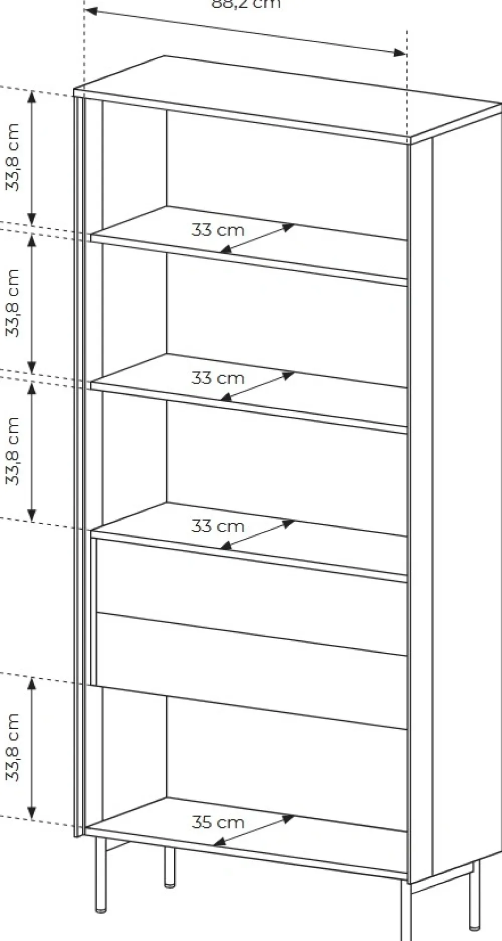 Laski Meble Witryny Do Jadalni|Witryny Do Salonu*Witryna wysoka Lumi 2D2S – dąb dunin / czerń z oświetleniem LED