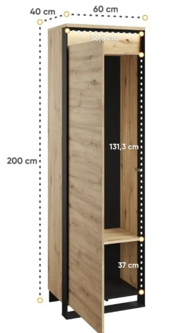 Lenart Szafki I Regały Do Biura|Szafy Do Przedpokoju*Wąska szafa na wieszaki Quant QG-01 dąb artisan