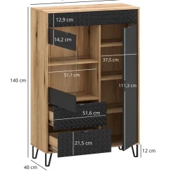 Mebelbos Witryny Do Jadalni|Witryny*Wąska witryna z 2 szufladami i szafką Bellano 1W1D2S