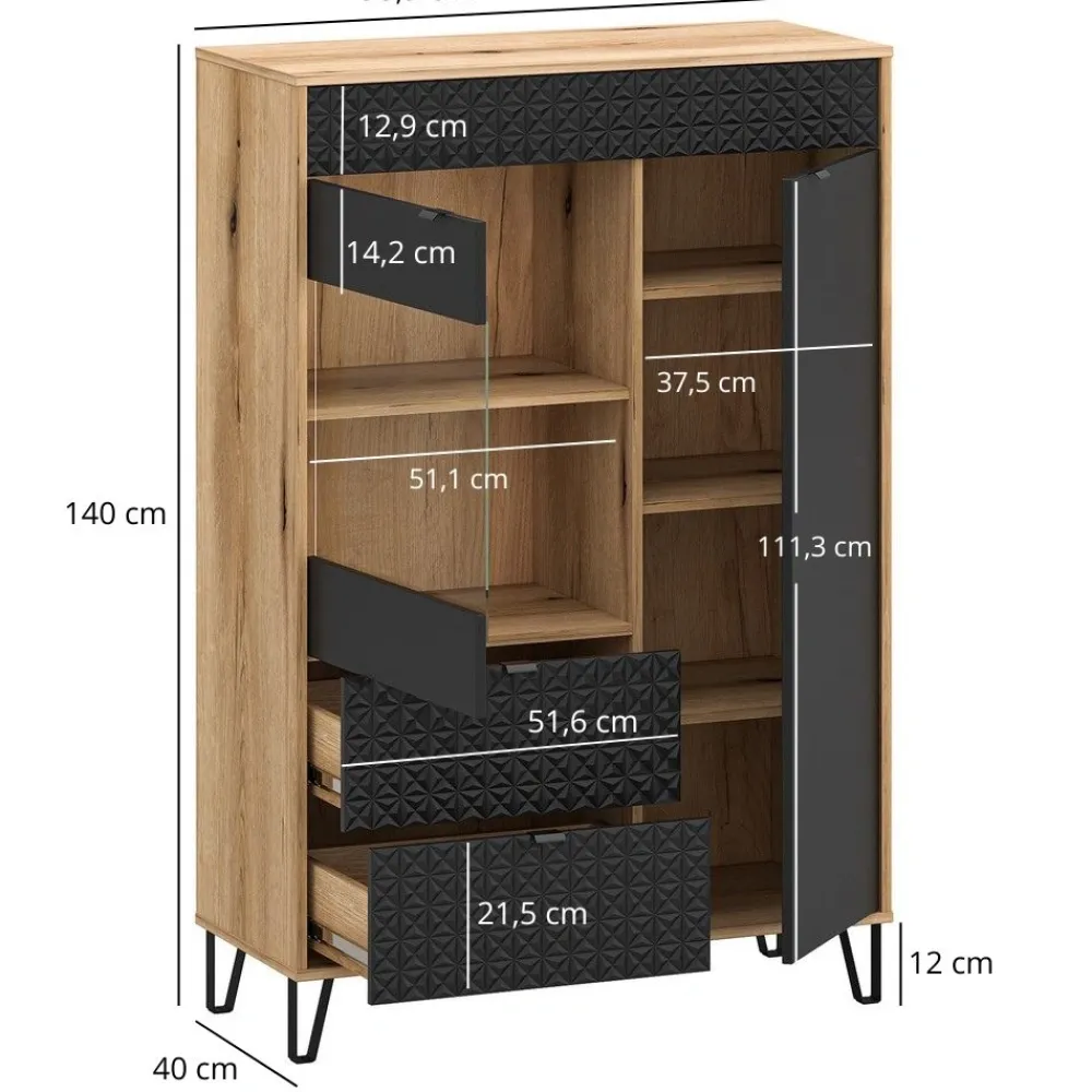 Mebelbos Witryny Do Jadalni|Witryny*Wąska witryna z 2 szufladami i szafką Bellano 1W1D2S